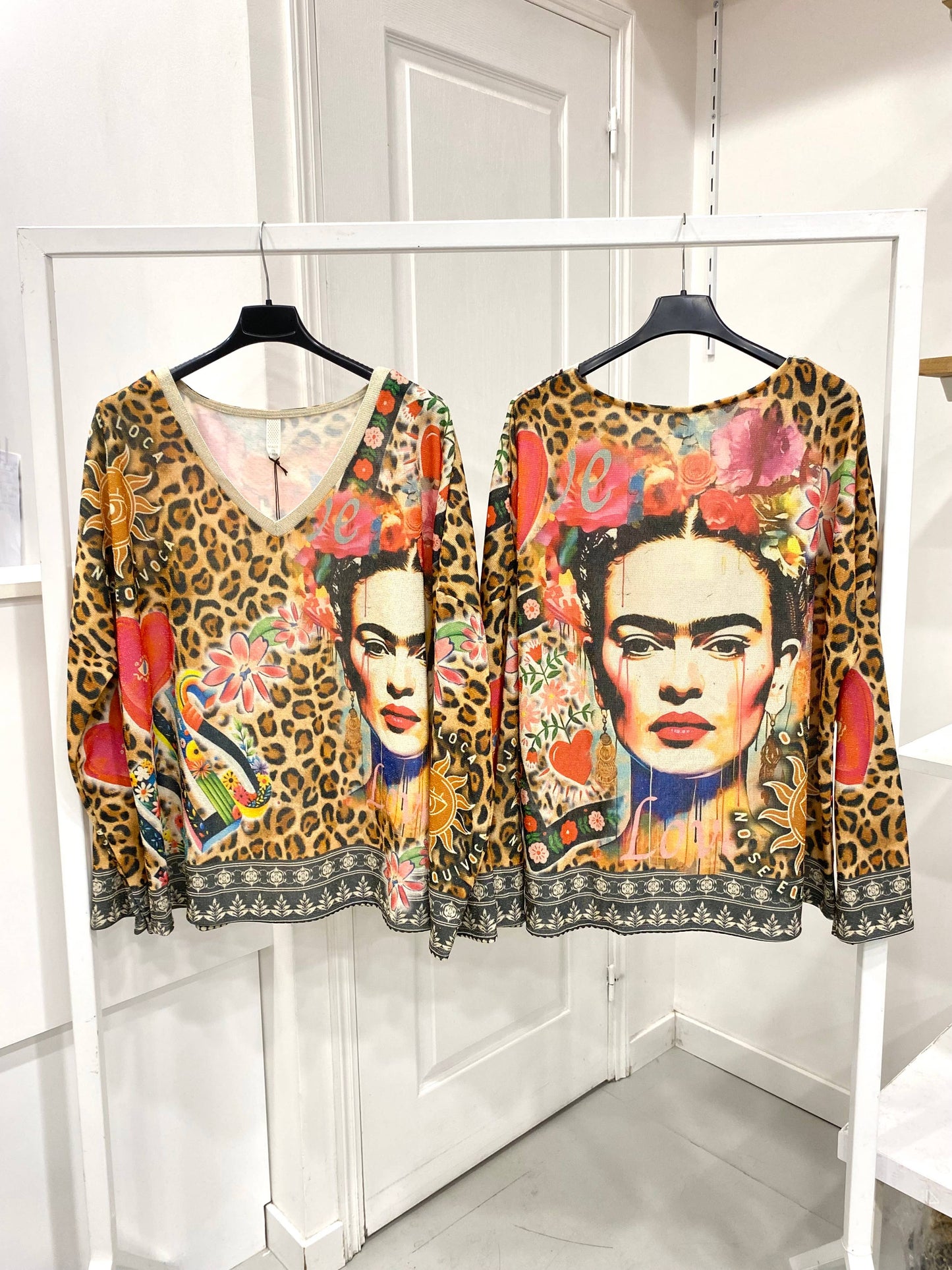 Frida meets Cheetah Light Italian Sweater