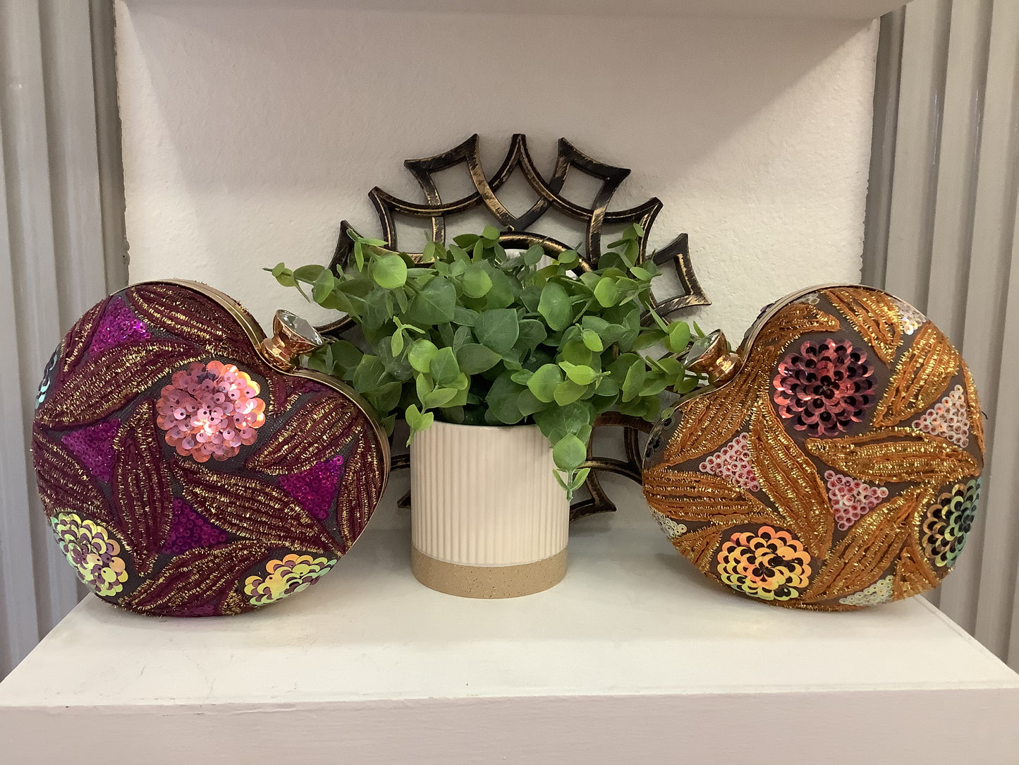 Embroidered Heart Clutch/Handbag