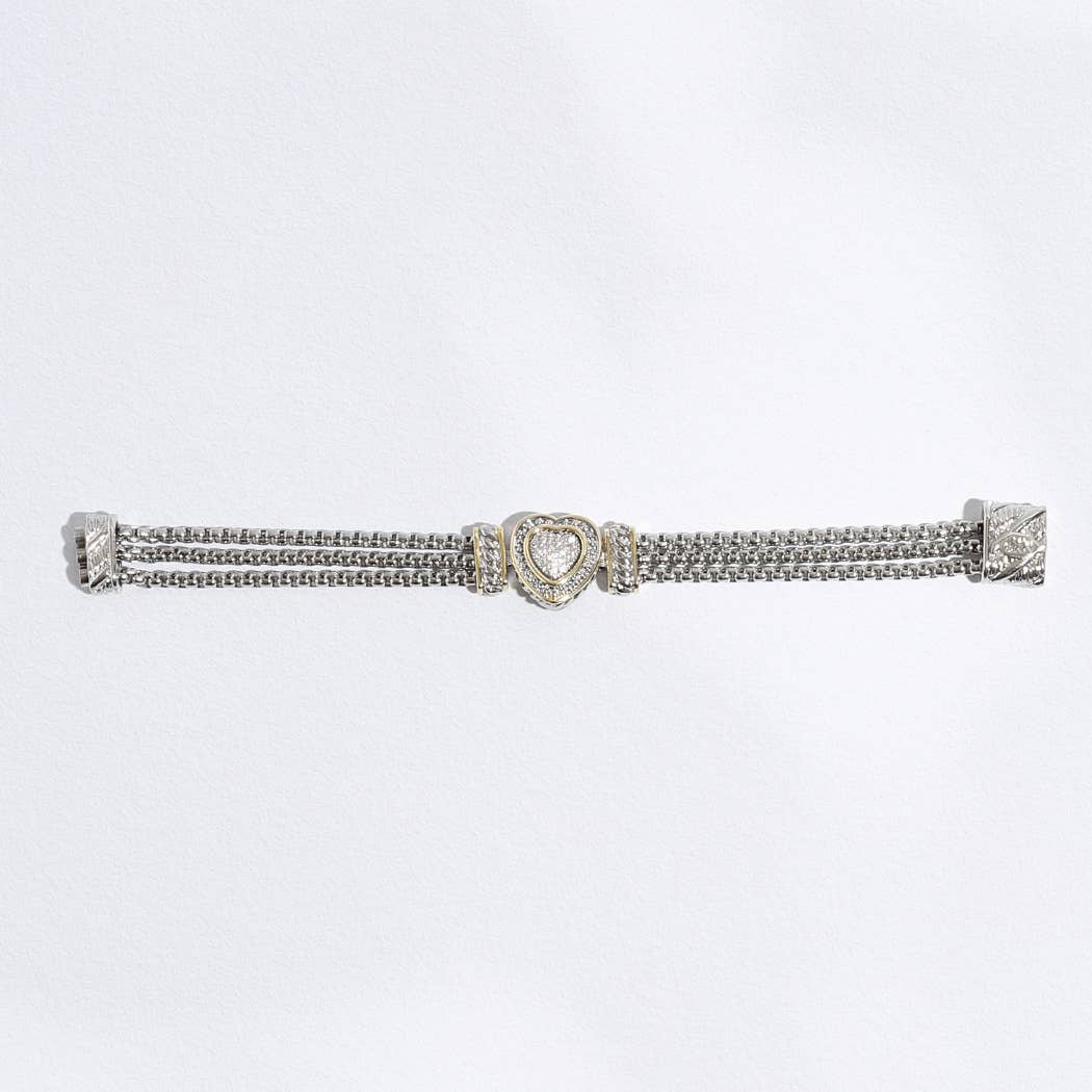 Stone Paved Heart Shape Point Magnetic Bracelet