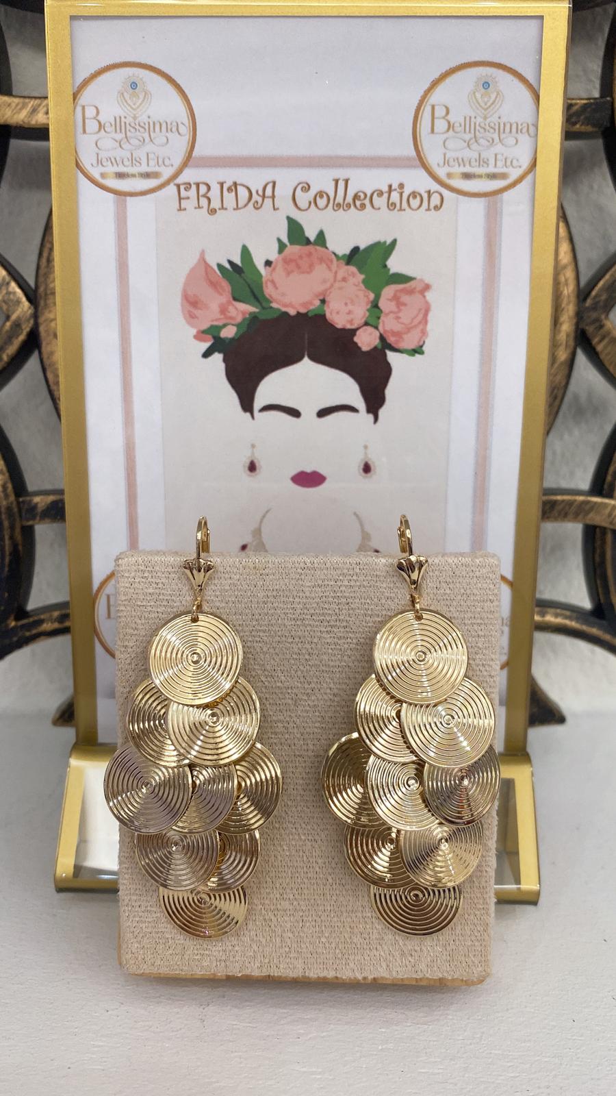 Laminated Gold Artisan Chandelier Disc Earrings (14K)