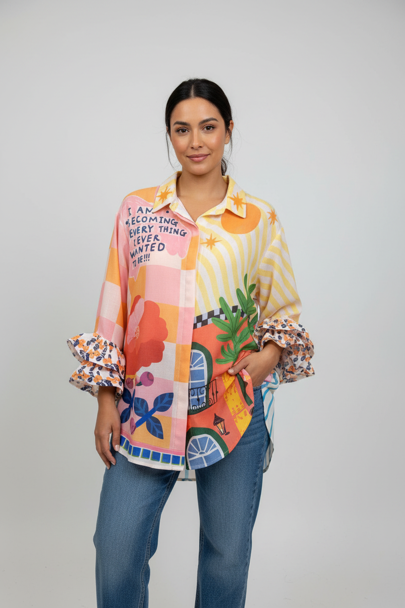 “Becoming…Frida” Italian Puff Sleeve Blouse