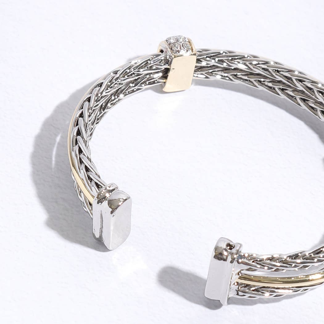 Layered Wheat Chain Cuff Bangle Style
