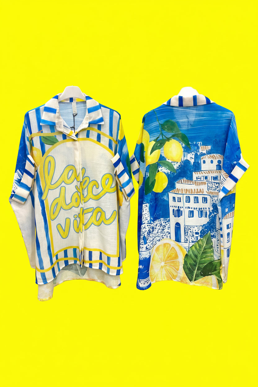 “La Dolce Vita” Italian Printed Blouse