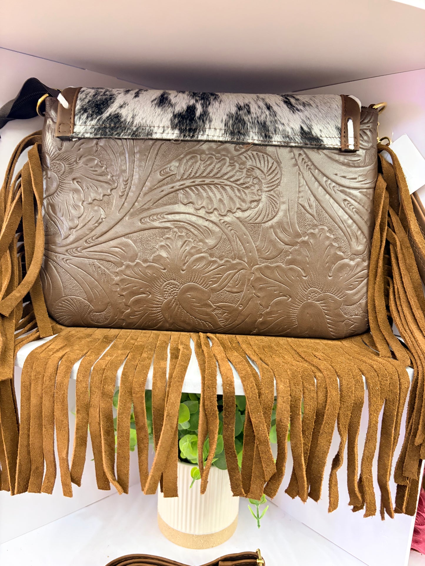 Western “Boho” Envelope Shape Clutch/Handbag (brown)