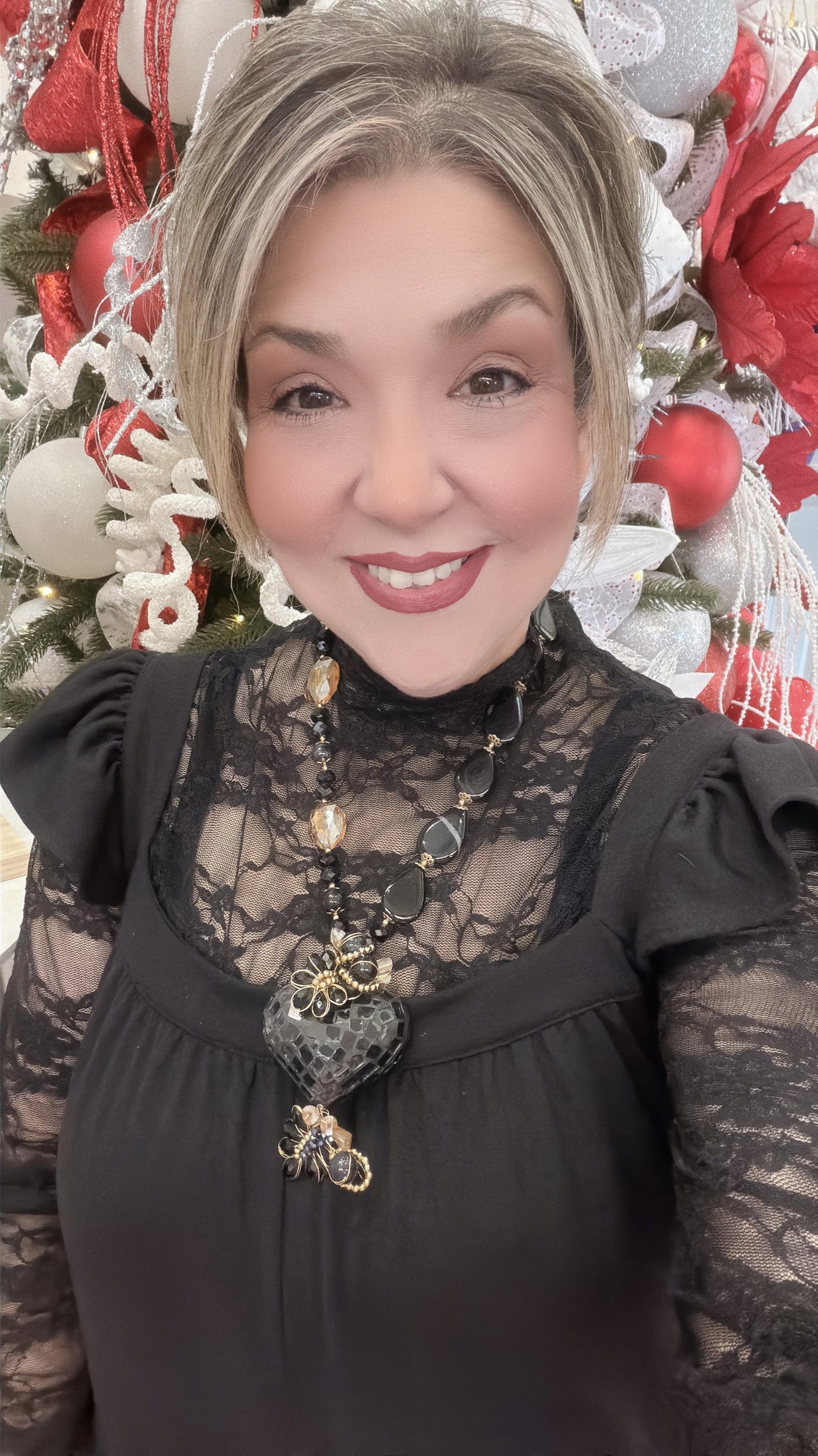 Ornate Handmade Artisan Mosaic Heart and Gemstones Necklace Set w/ Matching Earrings (18” long + 2”extender)