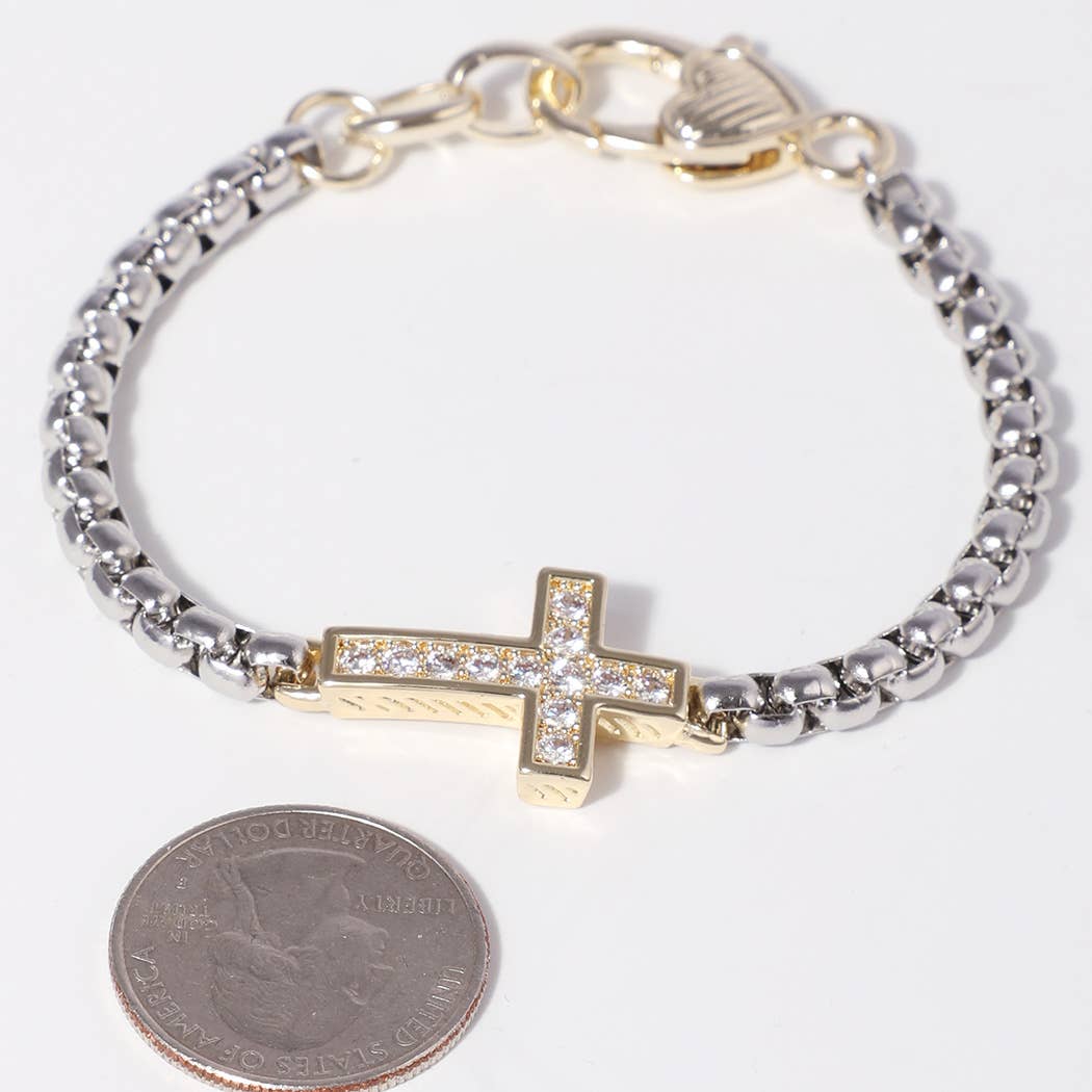 Two-tone Cross Box Bracelet