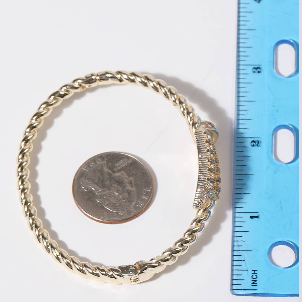 Pave Edge Twisted Gold Plated Inspired Bangle