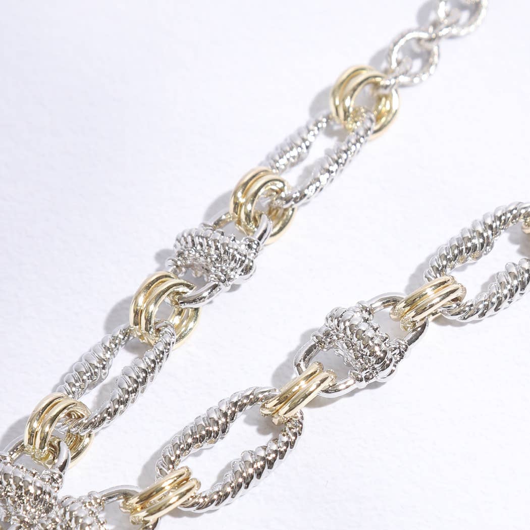 Puffy Heart Braided Link Necklace