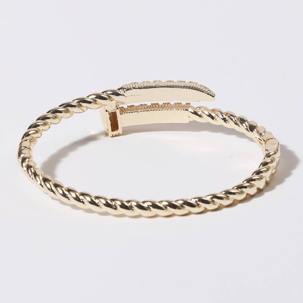 Pave Edge Twisted Gold Plated Inspired Bangle
