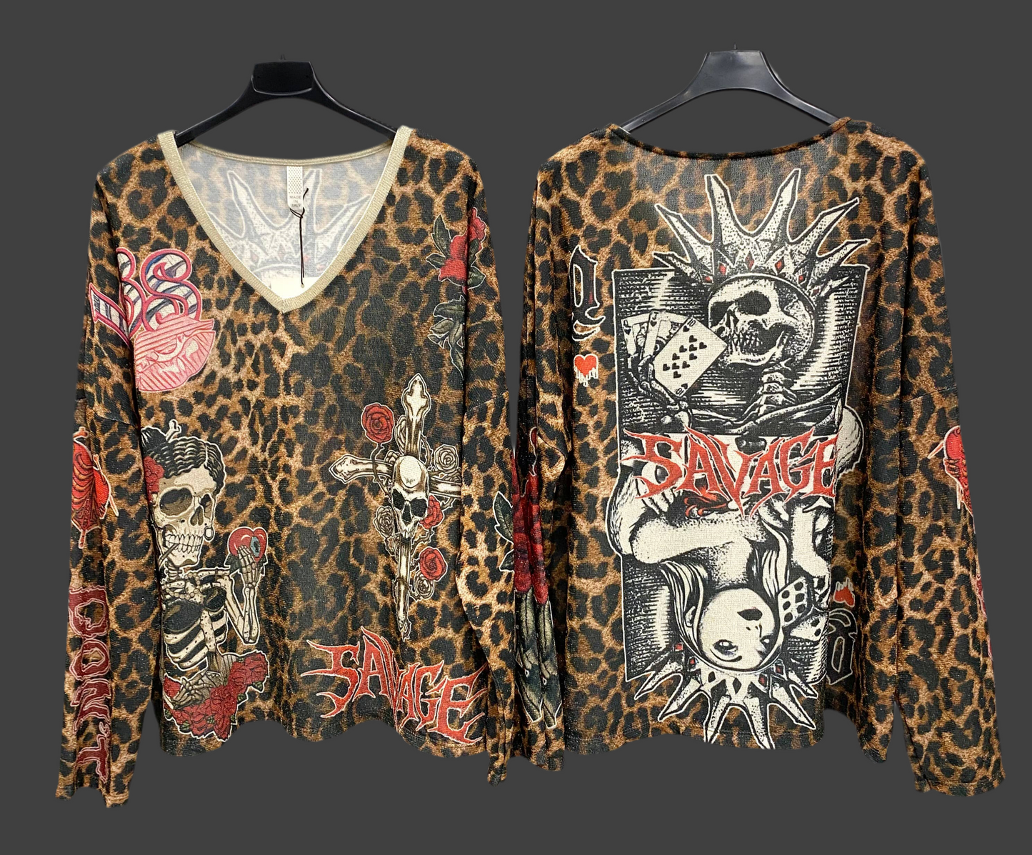 Skulls and Cheetah print Light Italian Sweater