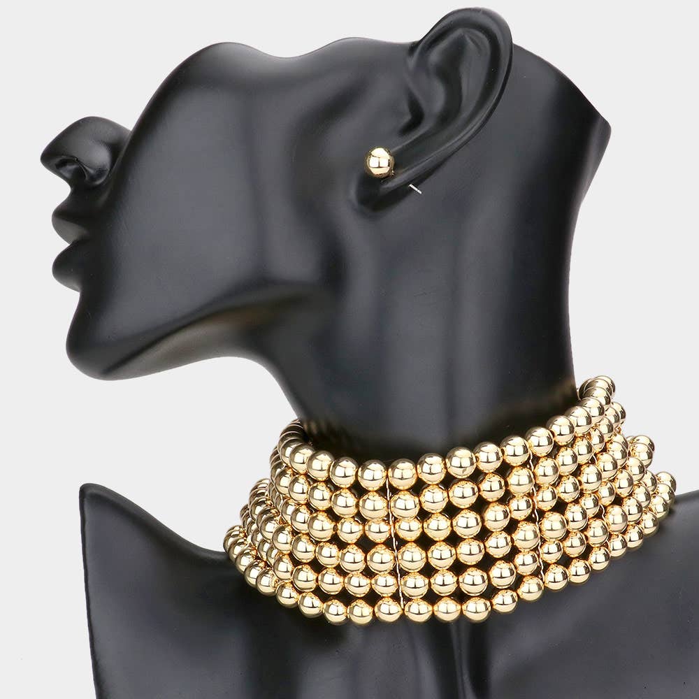 Metal Ball Link Choker Necklace