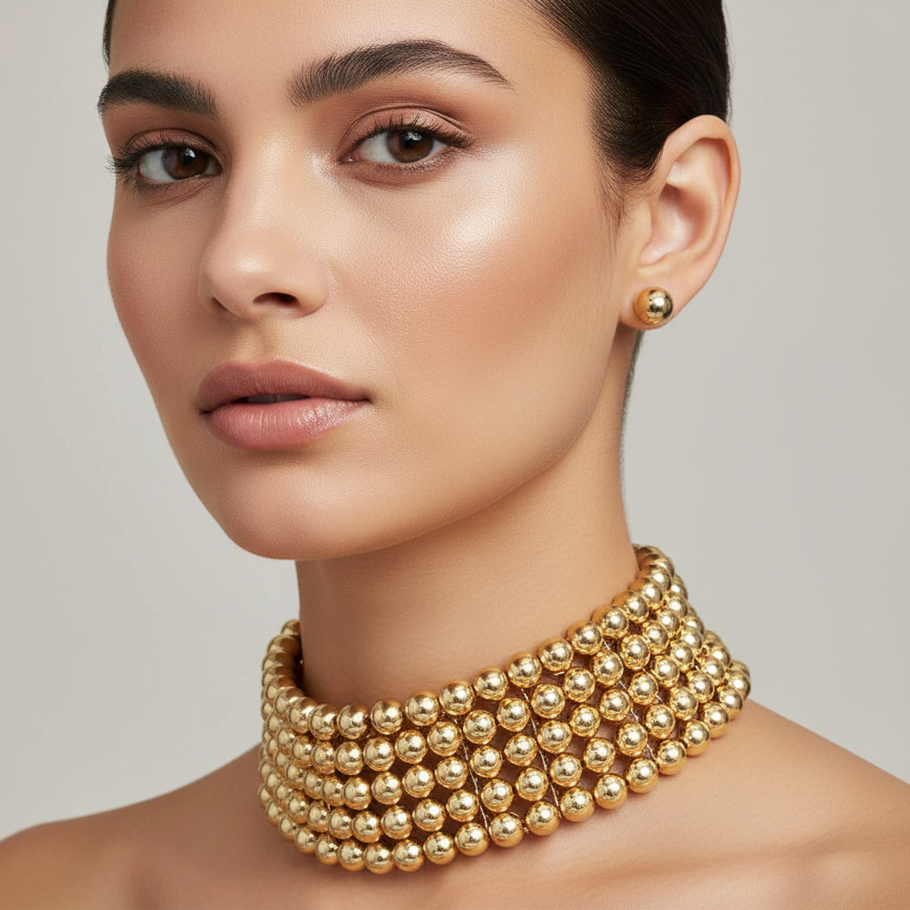 Metal Ball Link Choker Necklace