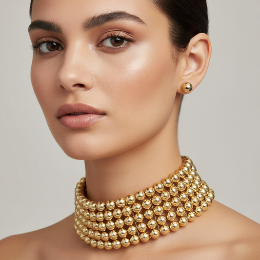 Metal Ball Link Choker Necklace