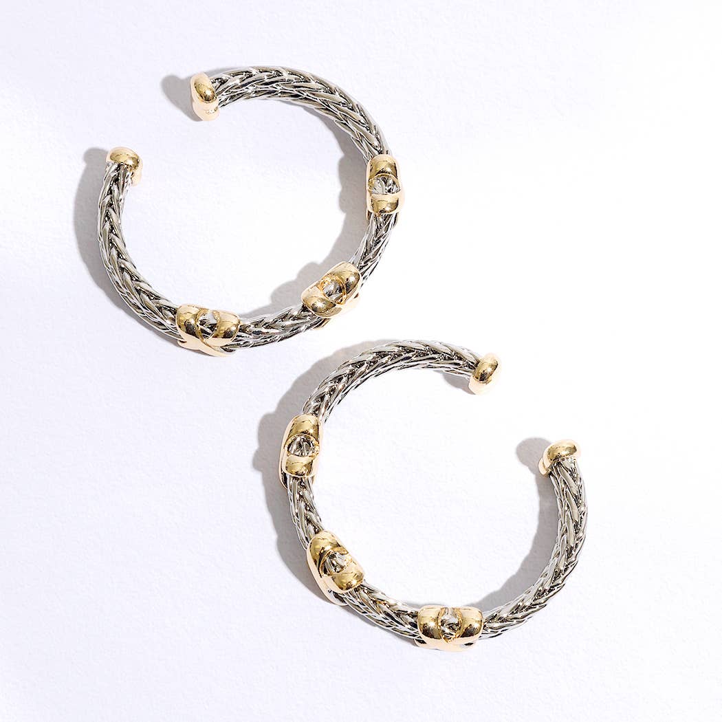 Braided Two-Tone Bangle Bracelet