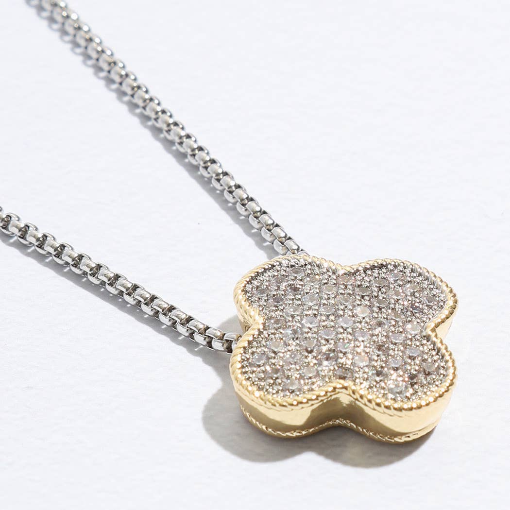 Two-Tone Clover Pendant Necklace