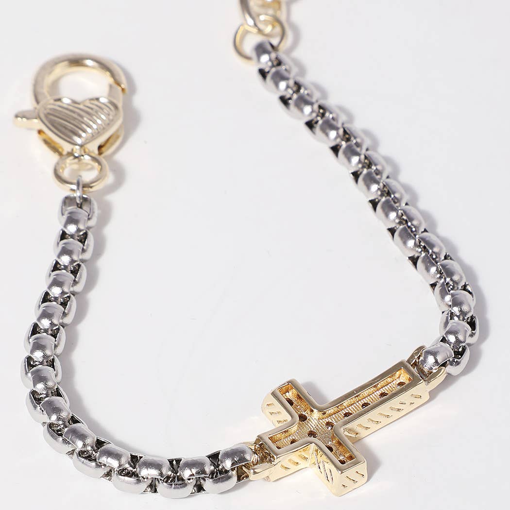 Two-tone Cross Box Bracelet