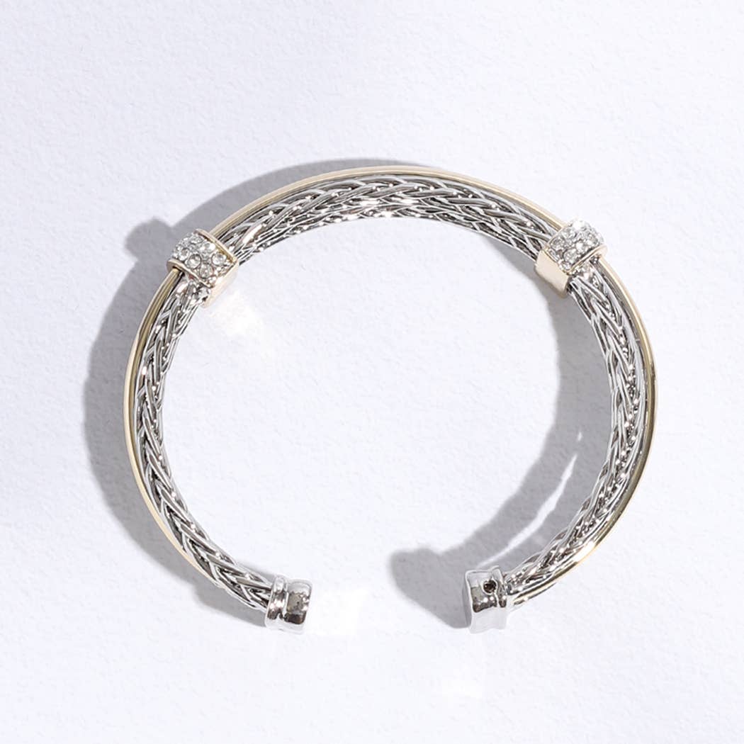 Layered Wheat Chain Cuff Bangle Style