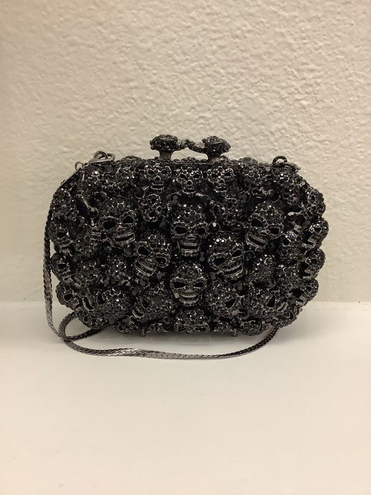Black Skulls Edgy Elegance Jewel-Tone Hard Clutch/Handbag