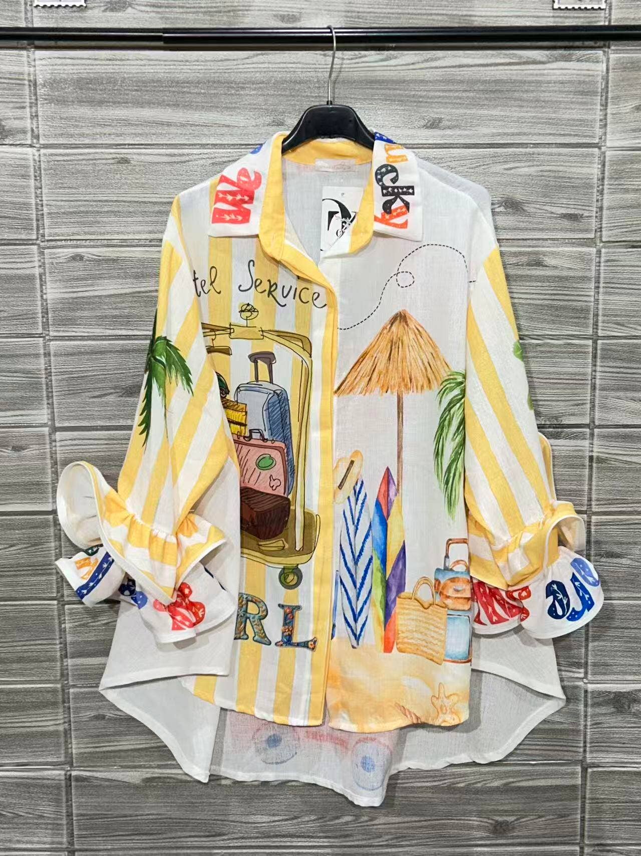 “WE ARE SO LUCKY” Italian Printed Blouse
