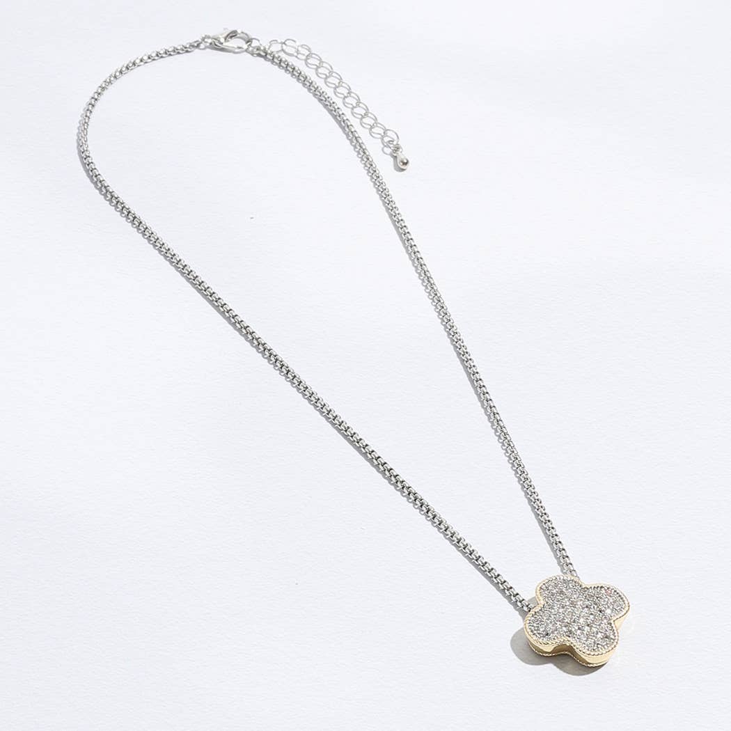 Two-Tone Clover Pendant Necklace