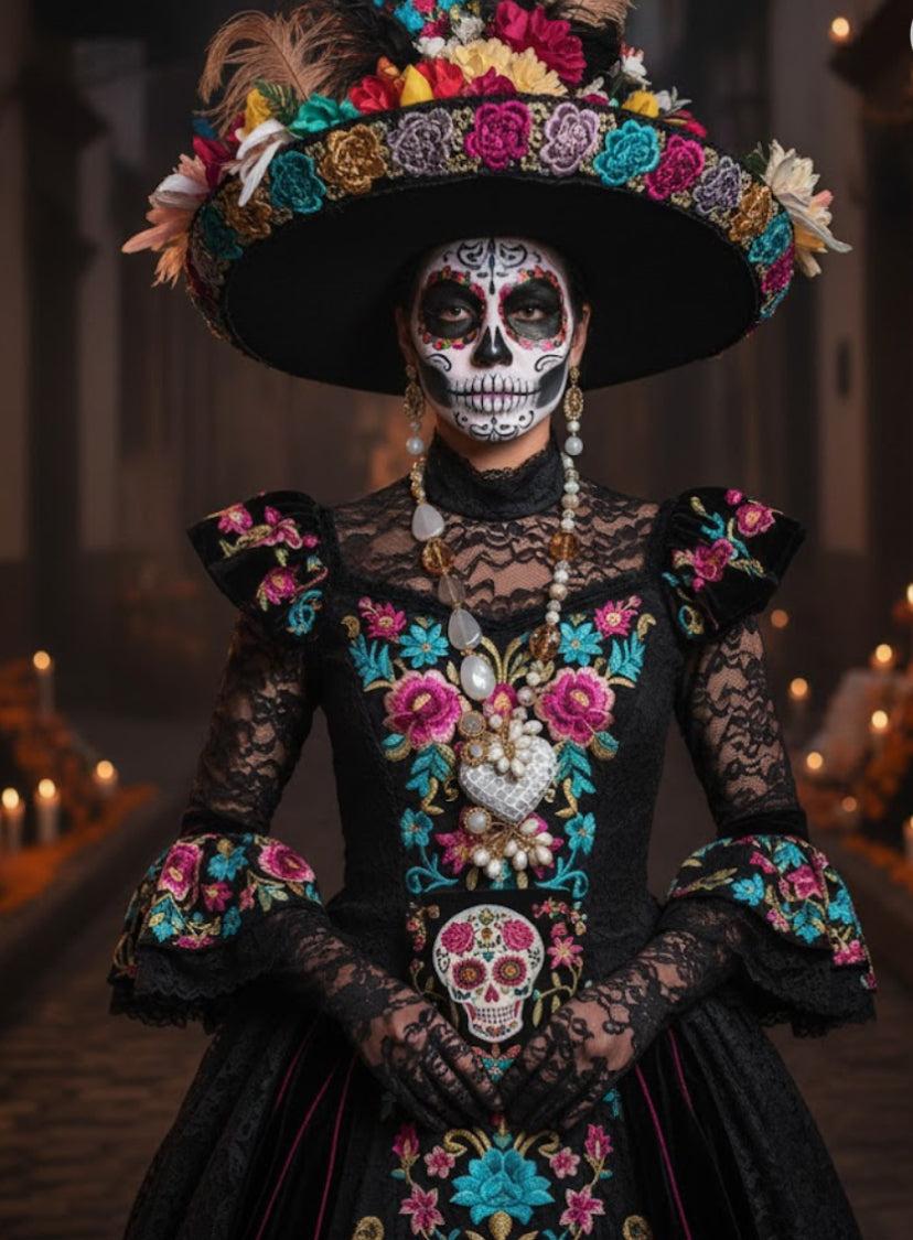 Ornate Handmade Artisan Mosaic Heart and Gemstones Necklace Set w/ Matching Earrings (18” long + 2”extender)