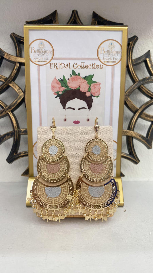 Laminated Gold Artisan Earrings Dragonflies (14K)