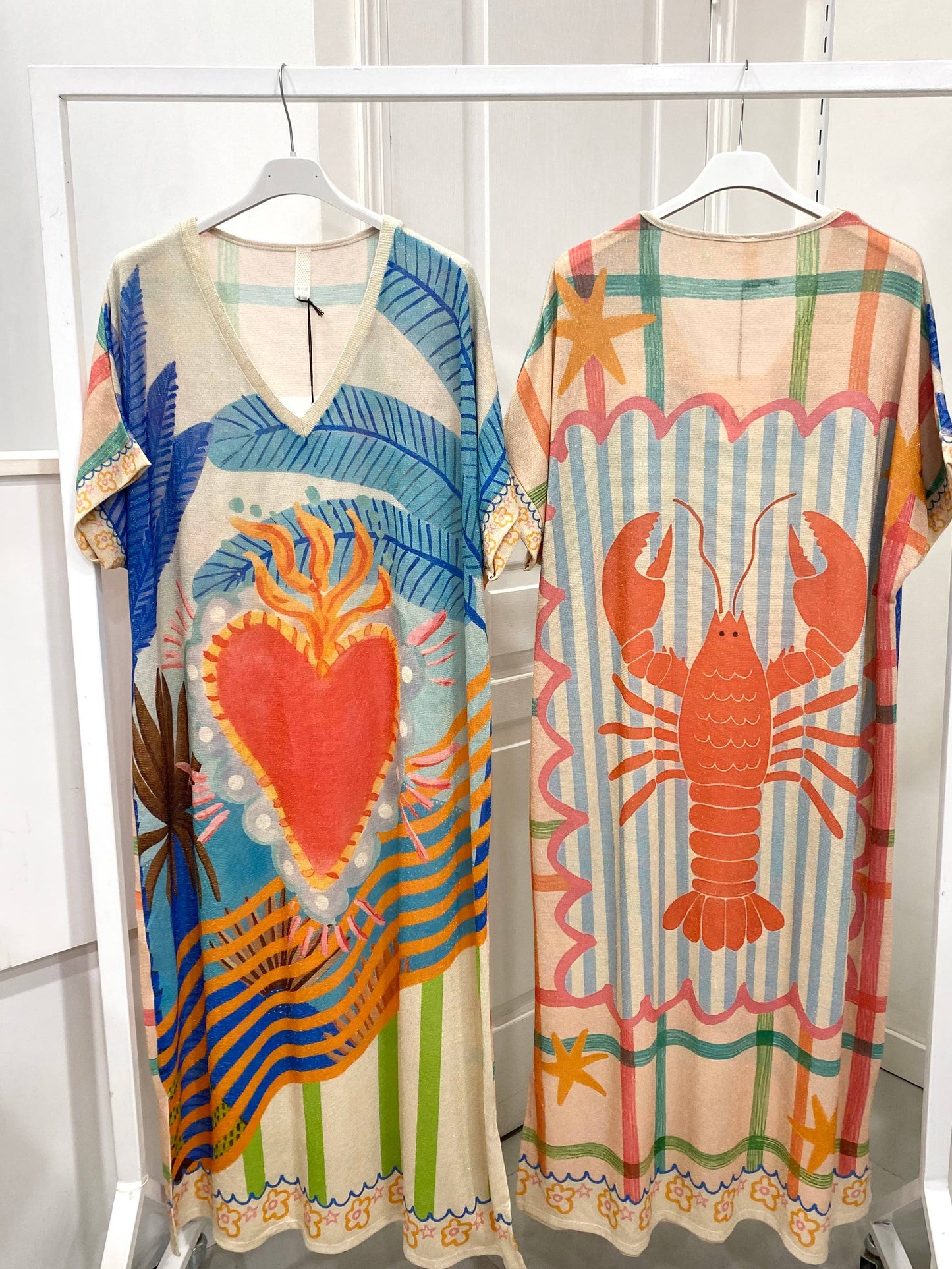 Sacred Heart meets Lobster— Italian Lurex Printed Summer Dress