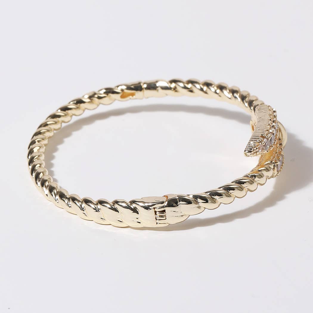 Pave Edge Twisted Gold Plated Inspired Bangle