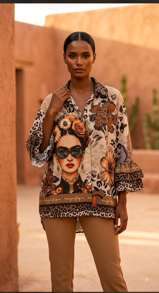 Frida with Shades on Leopard print