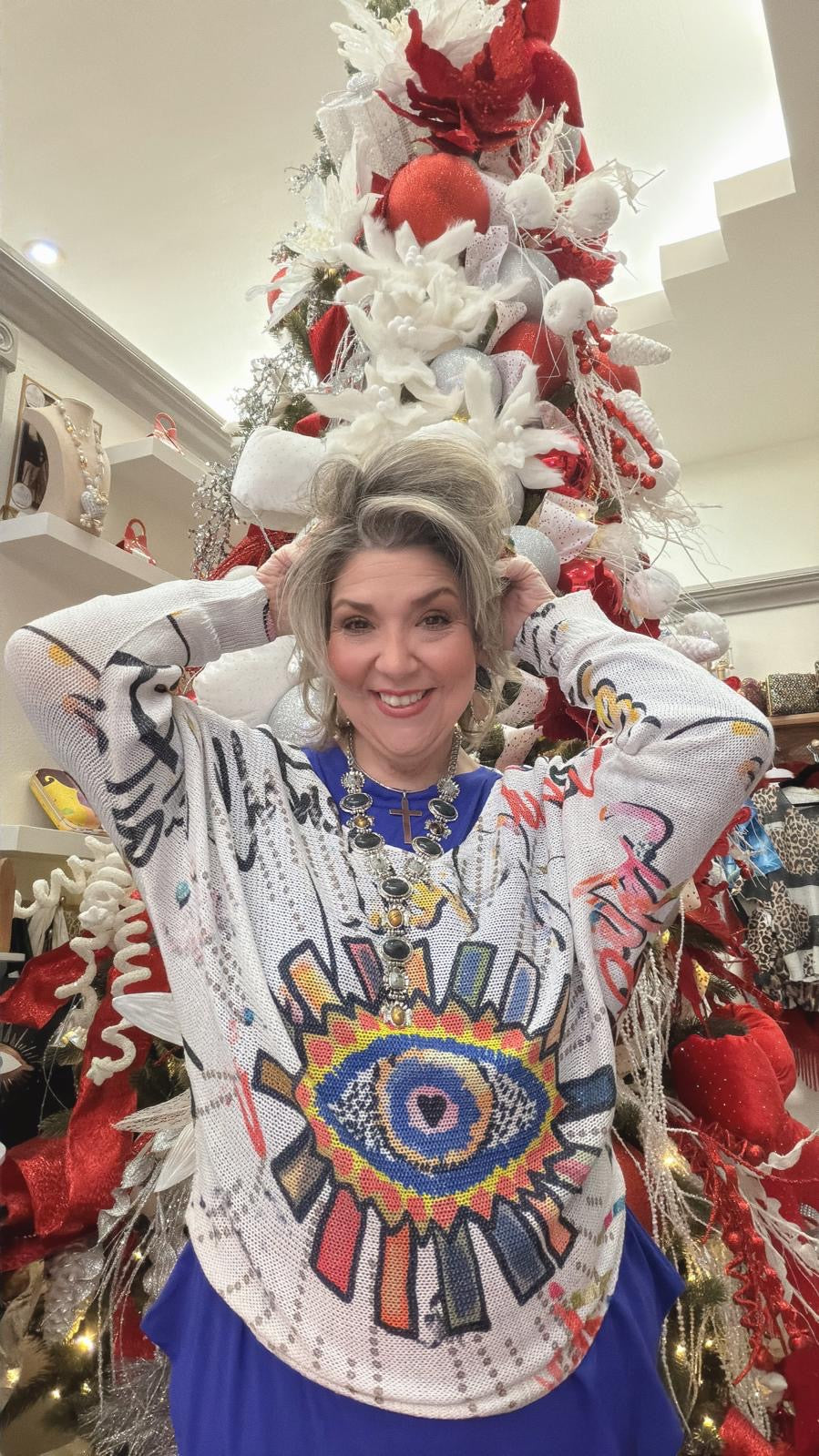 Italian Sweaters, Round Neck and Knit Printed