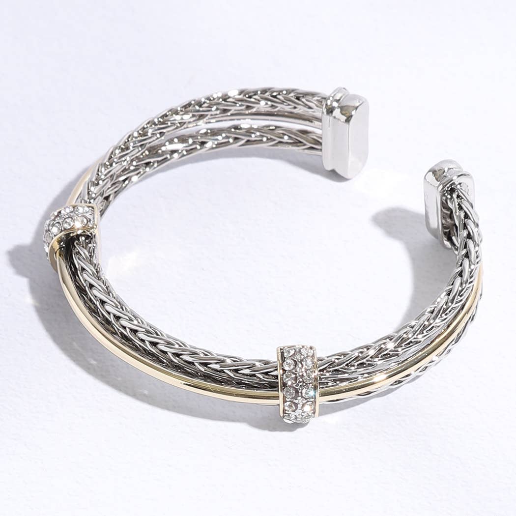 Layered Wheat Chain Cuff Bangle Style