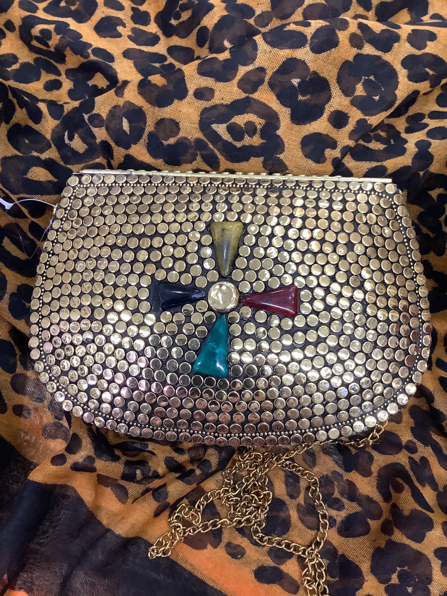 Bohemian Studded Jewel-Tone Hard Clutch/Handbag