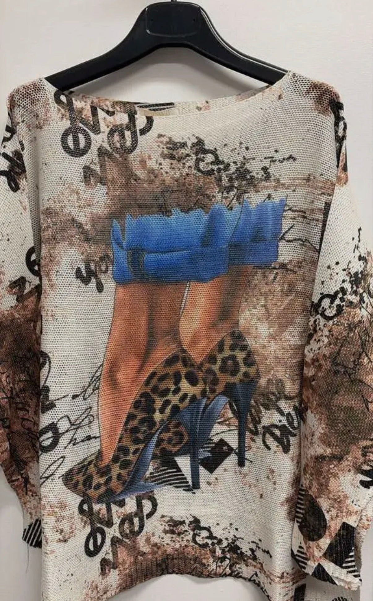 Italian Sweaters, Round Neck and Knit Printed