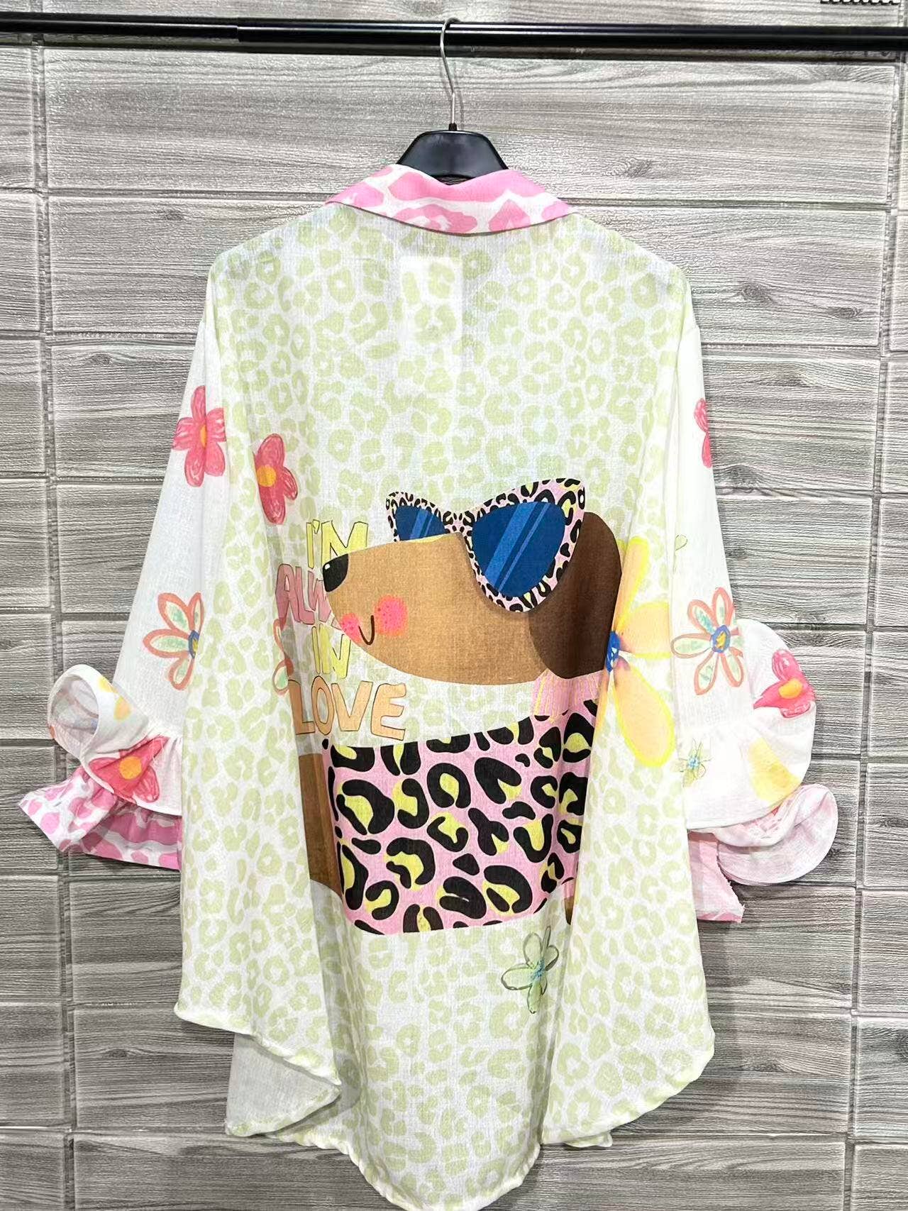 “Fancy Pup” Italian Printed Blouse