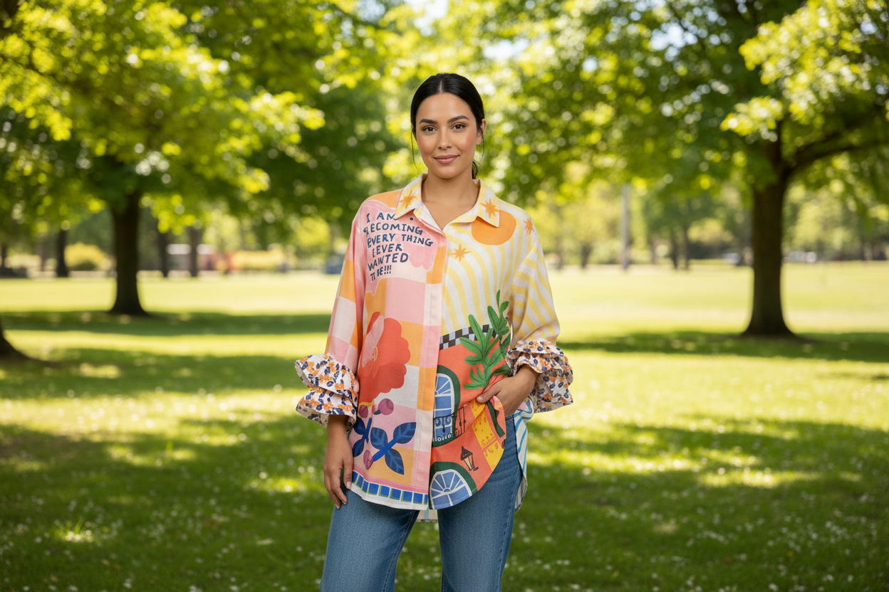 “Becoming…Frida” Italian Puff Sleeve Blouse