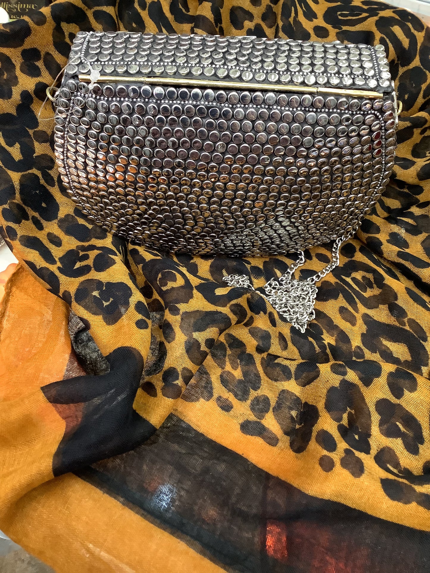 Bohemian Studded & Mother-of-Pearl Clutch/Handbag