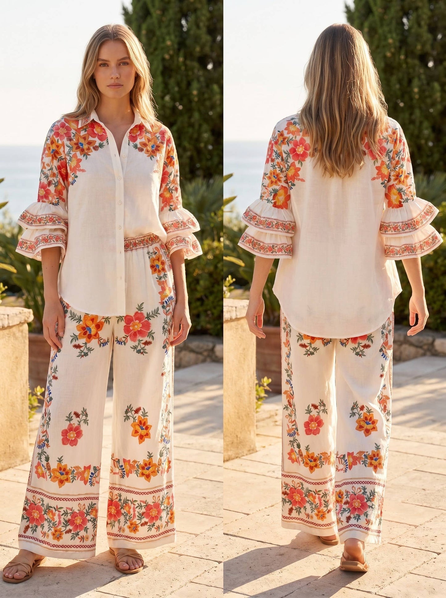 Mediterranean Italian - Blouse & Pant Set
