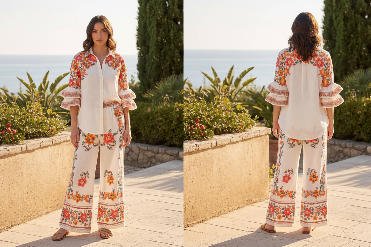 Mediterranean Italian - Blouse & Pant Set
