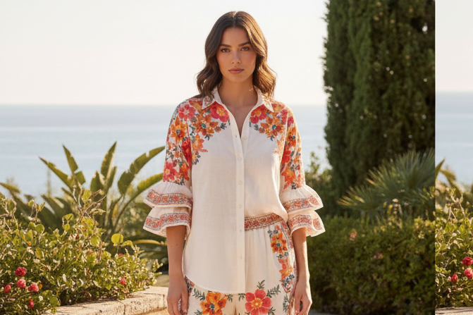 Mediterranean Italian - Blouse & Pant Set