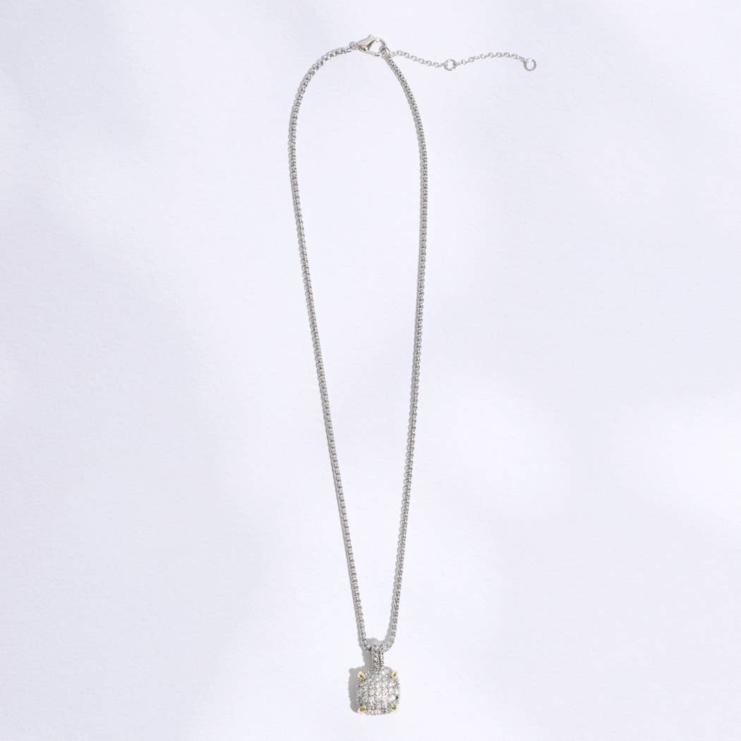 Necklace with Squared-Shape Two-tone Pendant