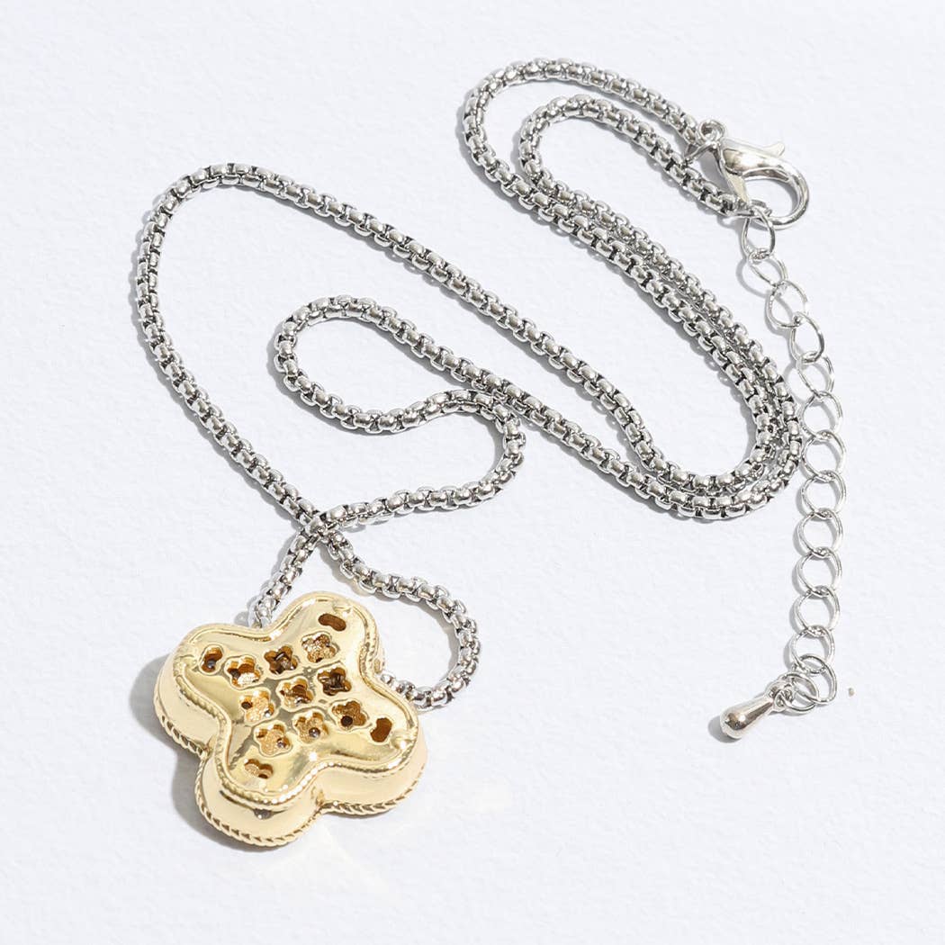 Two-Tone Clover Pendant Necklace