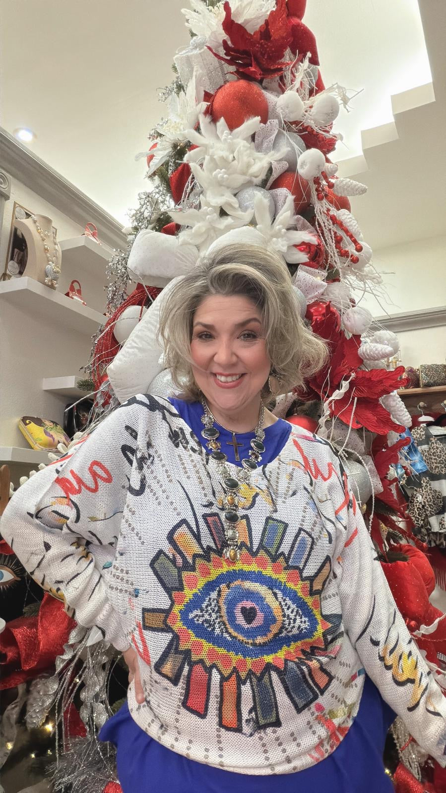 Italian Sweaters, Round Neck and Knit Printed