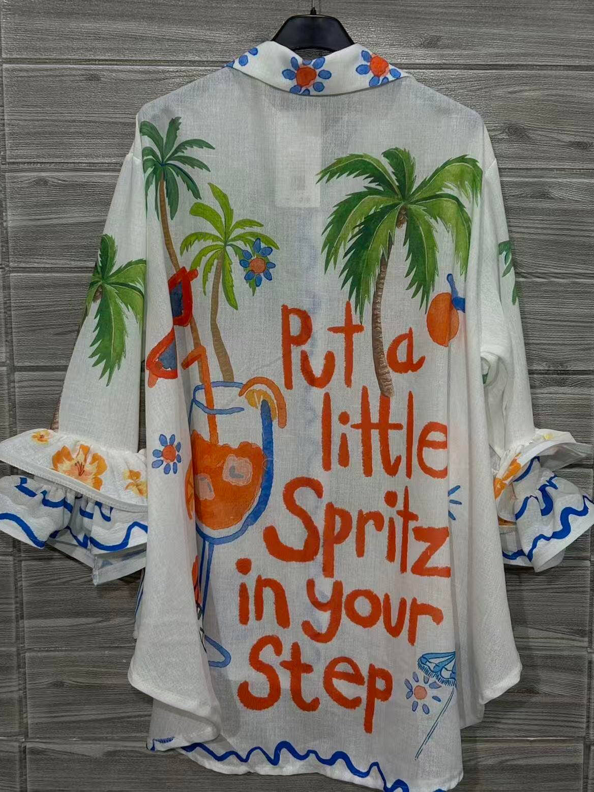 “SPRITZ” Italian Printed Blouse (White)