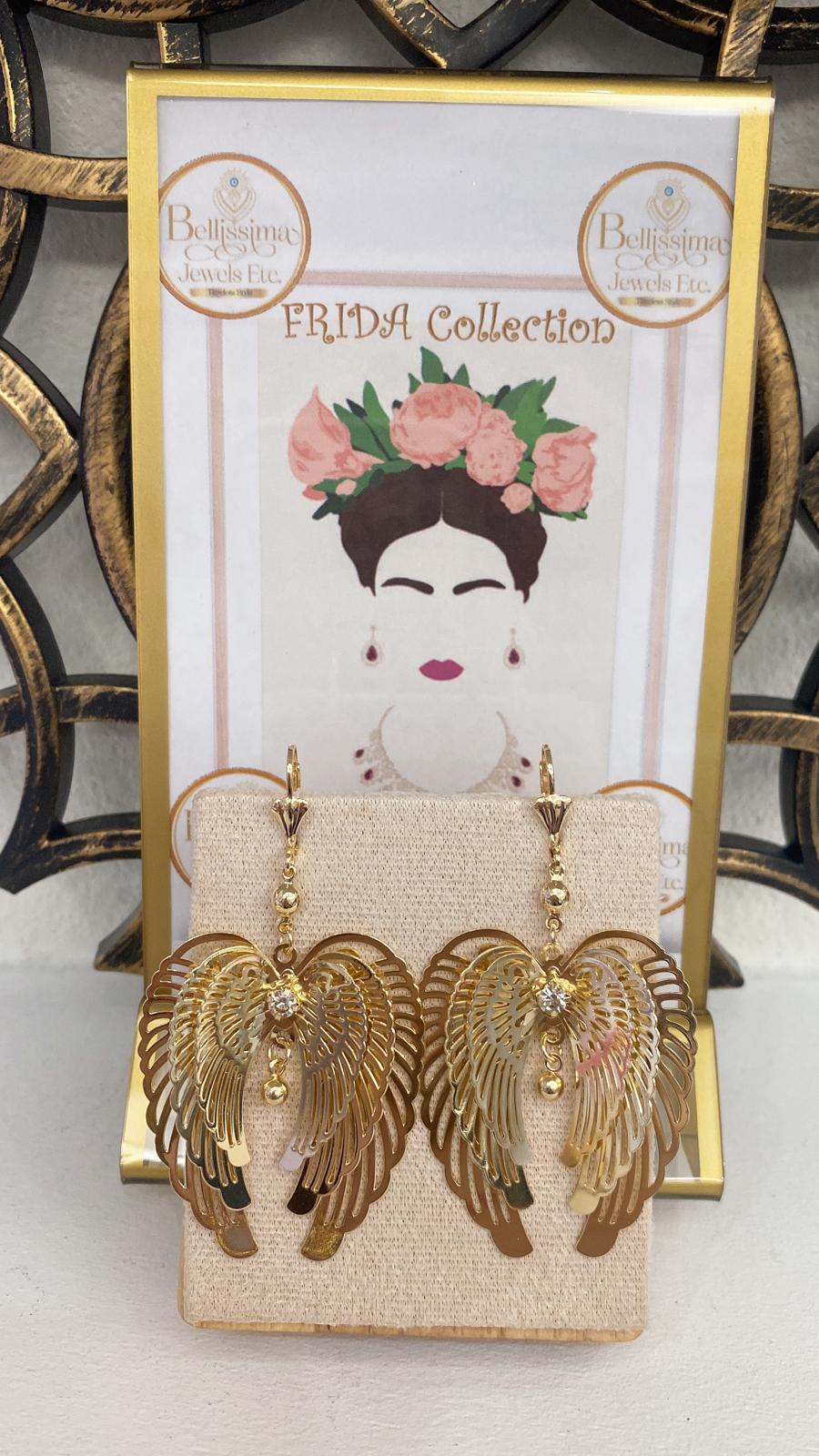 Laminated Gold Artisan Earrings Angel Wings (14K)