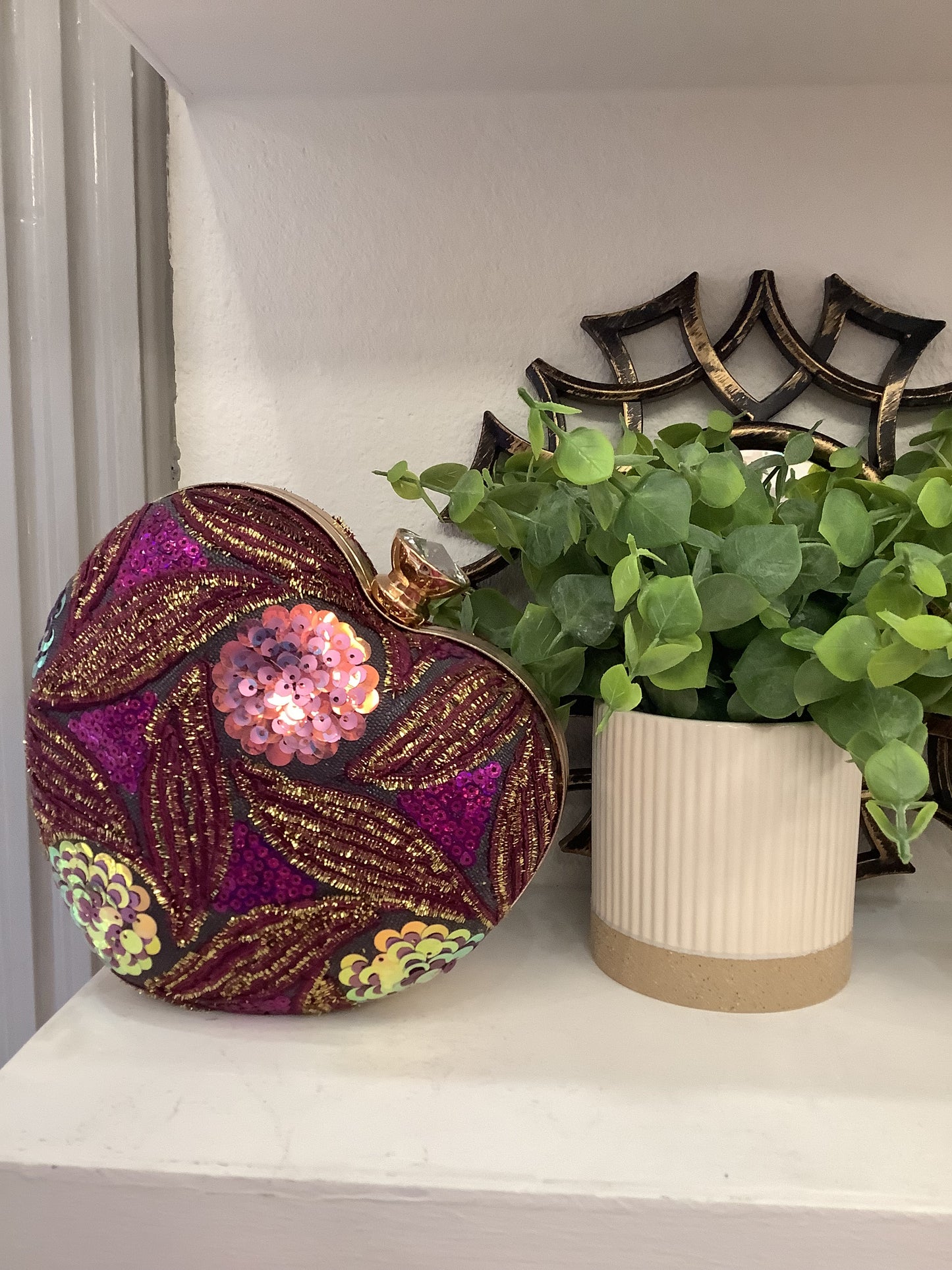 Embroidered Heart Clutch/Handbag