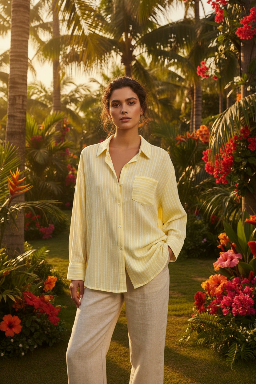 “SHINE ON” Italian Striped Printed blouse