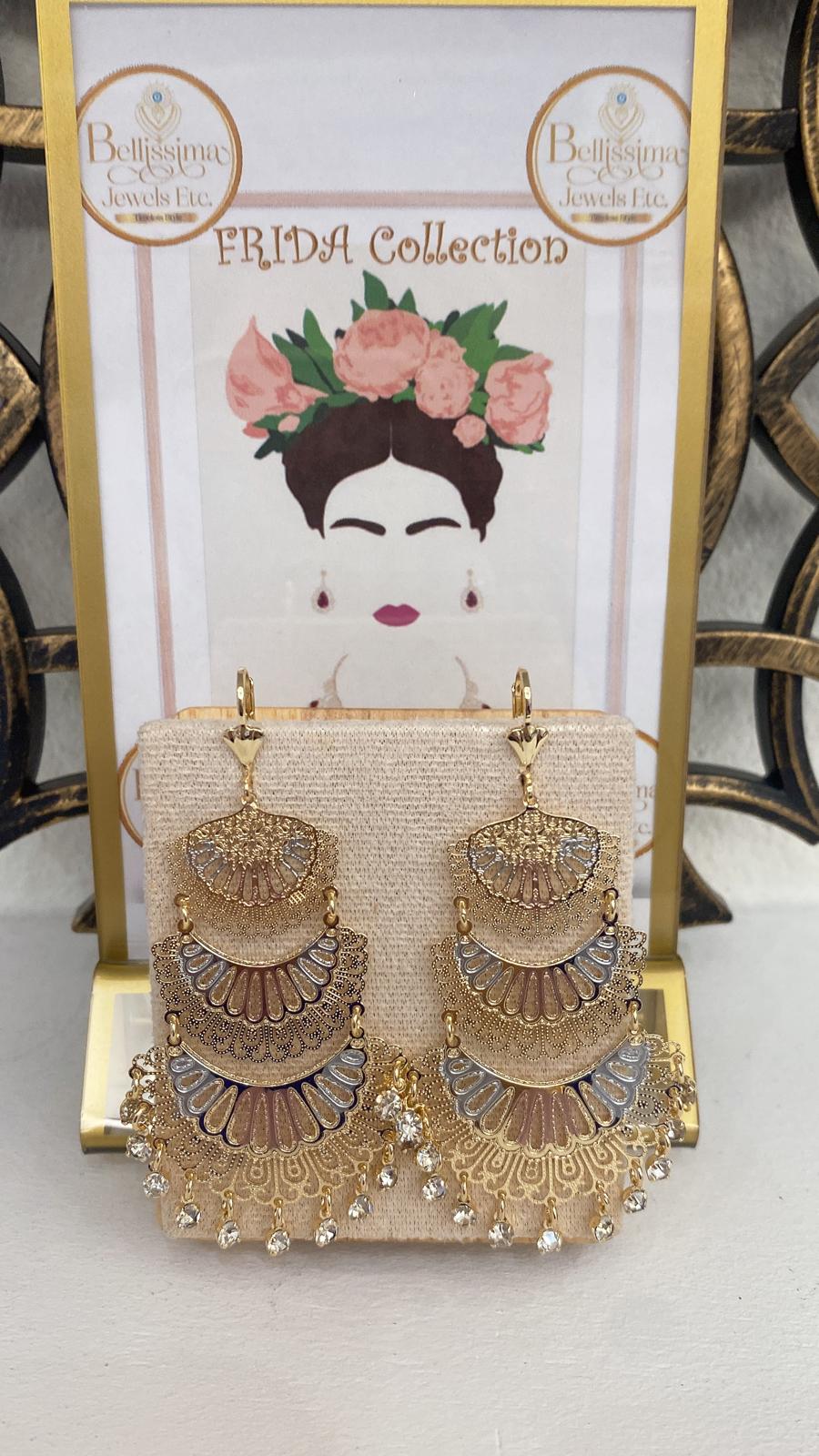 Laminated Gold Artisan Chandelier Flamenco Earrings (14K)