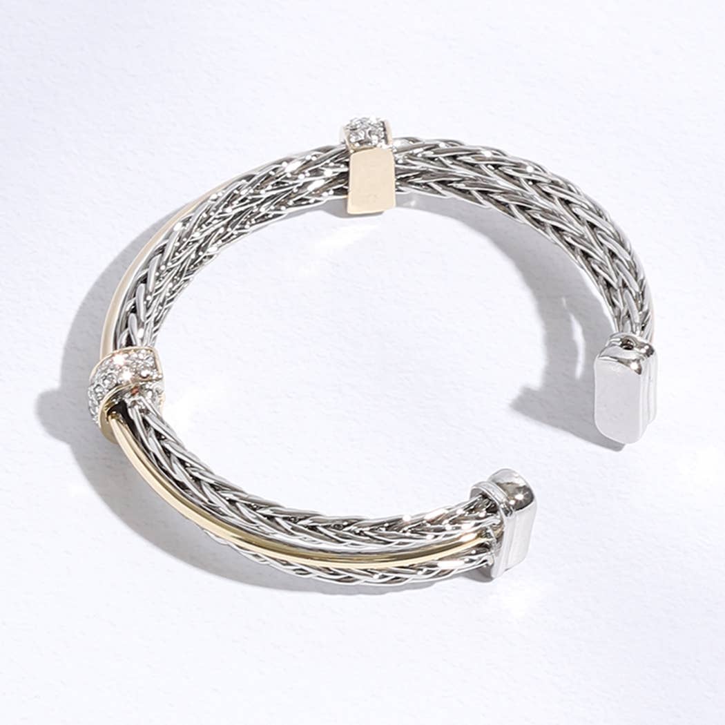 Layered Wheat Chain Cuff Bangle Style