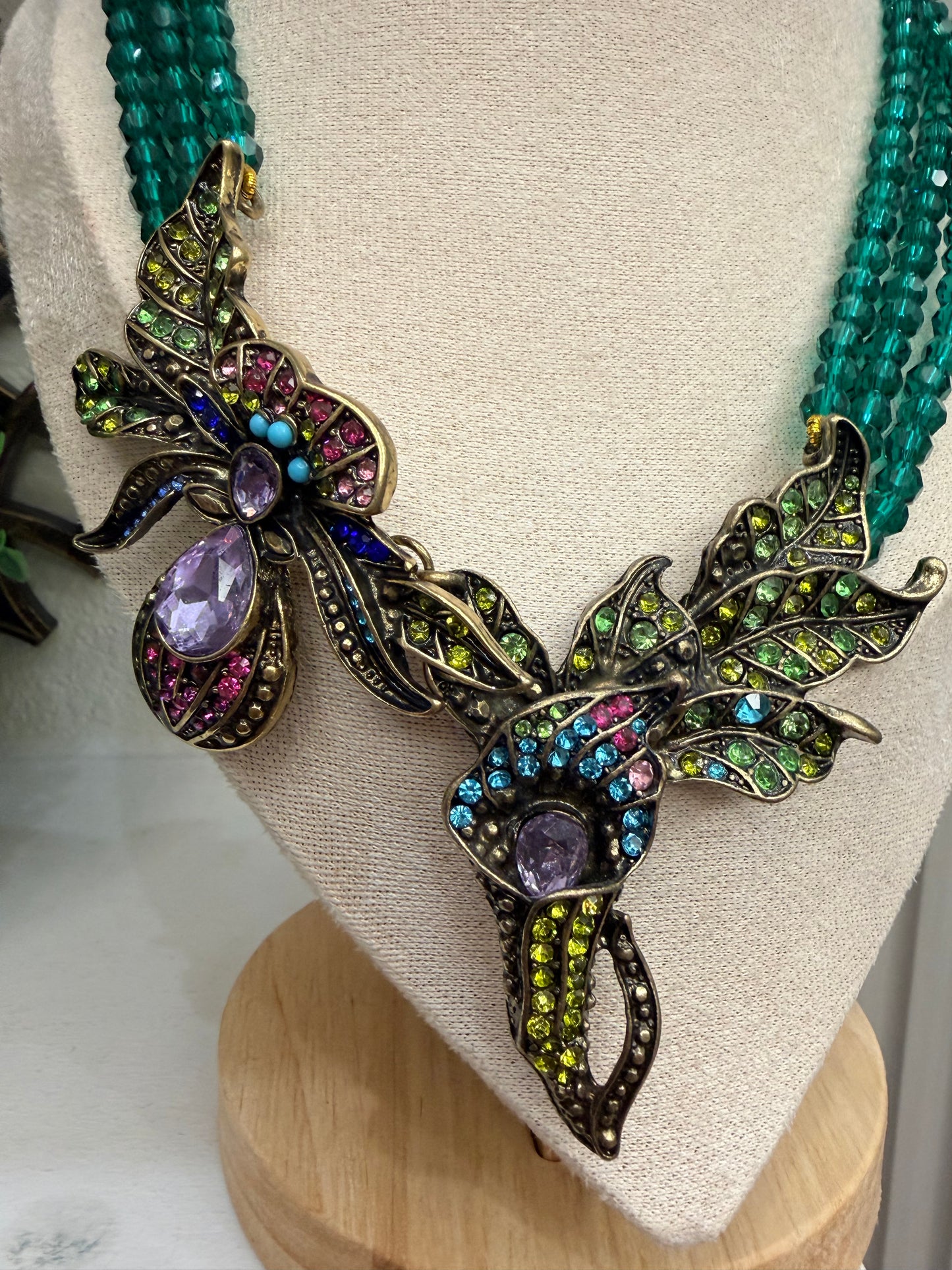 Orchid Design FLORAL Statement Necklace (16” long + 2” extender)