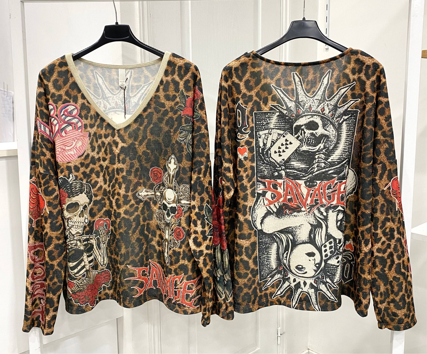Skulls and Cheetah print Light Italian Sweater